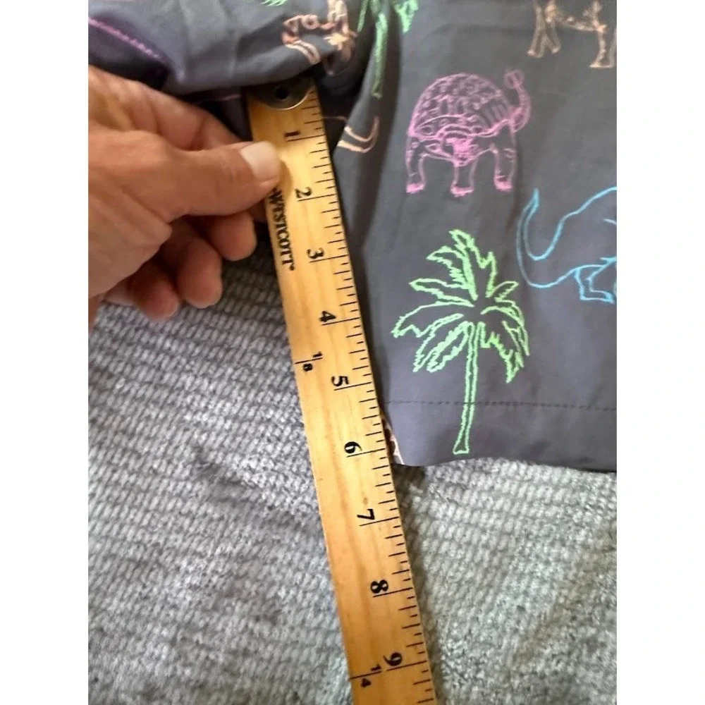 Chubbies Mens 2XL Swim Trunks Gray Neon Dinosaur Palm Tree 42X6 Shorts